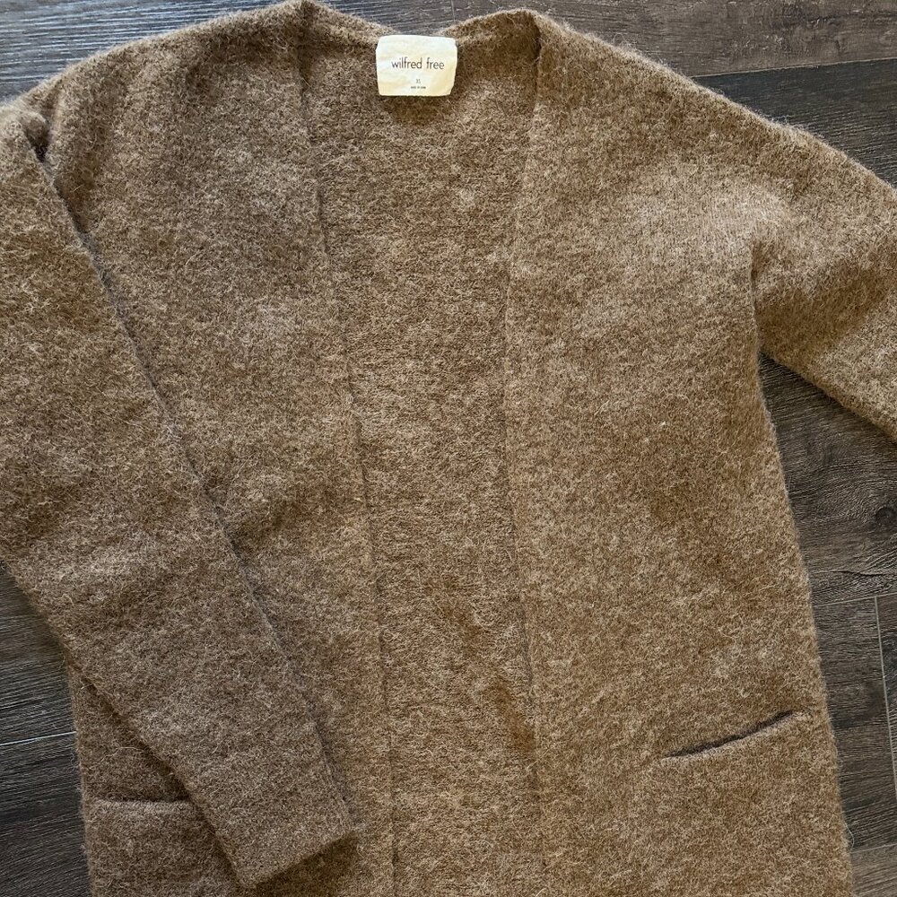Wilfred Free Mohair Wool Blend Cardigan Sweater Taupe SIZE XS